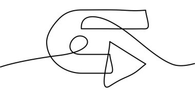 Arkaya ok sembolünün aralıksız çizimi. soyut çizgi çizimi