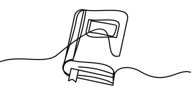 Sürekli çizgi çizen bir kitap sembolü. soyut çizgi resim çizimi öğrenmeyi sembolize ediyor