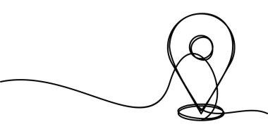 Konum haritası sembolünün sürekli çizimi, konum şifresi. soyut çizgi çizimi