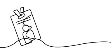 Kimlik kartı sembolünün sürekli çizimi. soyut çizgi çizimi