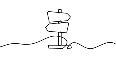 Yön işareti sembolünün sürekli çizimi. soyut çizgi çizimi