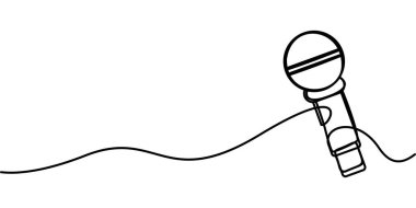 Sürekli mikrofon sembolü çizimi. soyut çizgi çizimi