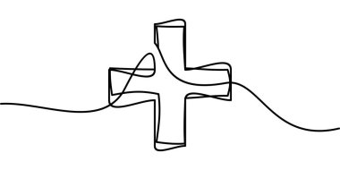 Artı sembolünün sürekli çizimi. soyut çizgi çizimi