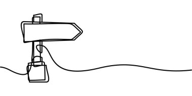 Sürekli çizgi çizen yol işareti sembolü. soyut çizgi çizimi