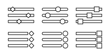 Menü veya sayfa simgeleri koleksiyonu. Uygulamalar, sosyal medya ve web için satır tasarımı.