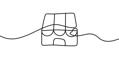 Dükkan sembolünün aralıksız çizimi. soyut çizgi çizimi