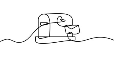 Posta kutusu sembolünün sürekli çizimi. soyut çizgi çizimi