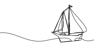 Yelkenli sembolünün aralıksız çizimi. soyut çizgi çizimi