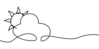 Güneş bulutu sembolünün aralıksız çizimi. soyut çizgi çizimi