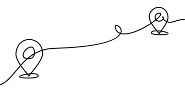 Konum haritası simgesinin sürekli çizimi, hedef sembol. soyut çizgi çizimi