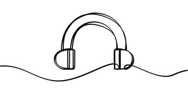 Sürekli kulaklık sembolü çizimi. soyut çizgi çizimi