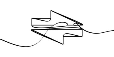 Aktarım ok sembolünün sürekli çizimi. soyut çizgi çizimi