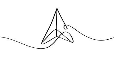 Sürekli çizgi çizimi, yön bulma oku sembolü. soyut çizgi çizimi