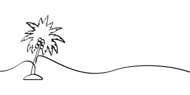 Hindistan cevizi ağacı sembolünün aralıksız çizimi. soyut yaz çizgisi çizimi