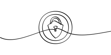 Devamlı siber güvenlik sembolü çiziyor. soyut çizgi çizimi