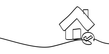 Ev işaretleri sembolünün aralıksız çizimi. soyut çizgi çizimi