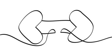 Aralıksız çizgi sol çift ok sembolü çiziyor. soyut çizgi çizimi