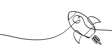 Roket sembolünün aralıksız çizimi. soyut çizgi çizimi