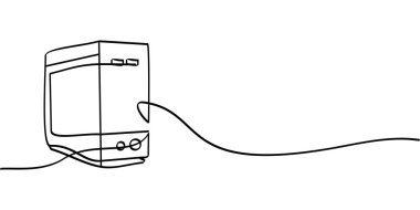 Bilgisayar pc sembolünün aralıksız çizimi. soyut çizgi çizimi