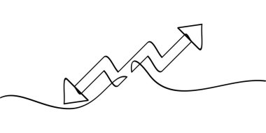 Çift zigzag ok sembolünün aralıksız çizimi. soyut çizgi çizimi