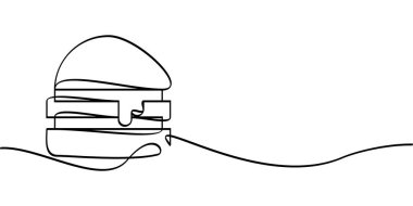 Hamburger sembolünün aralıksız çizimi. soyut çizgi çizimi