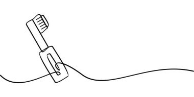 Diş fırçası sembolünün aralıksız çizimi. soyut çizgi çizimi