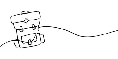 Sırt çantası sembolünün aralıksız çizimi. soyut çizgi çizimi