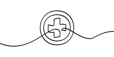 Çapraz tıp sembolünün sürekli çizimi. soyut çizgi çizimi