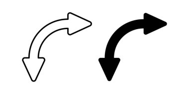 Çift çeyrek daire ok simgesi seti. Tasarım projeniz için mükemmel