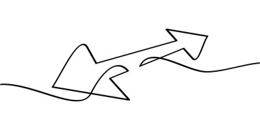 Sürekli çizgi çizerek çift ok sembolü çiziyor. Tasarım projeniz için soyut çizgi çizimi