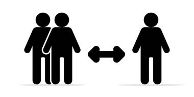 Sosyal uzaklık simgesi, güvenli uzaklık sembolü. modern tasarım beyaz arkaplanda izole edildi