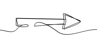 Sağ ok sembolünün sürekli çizimi. soyut çizgi çizimi