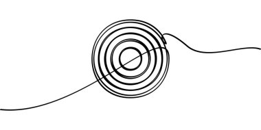 Hedef çember sembolünün sürekli çizimi. soyut çizgi çizimi