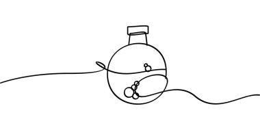 Laboratuvar deney şişesi sembolünün aralıksız çizimi. soyut çizgi çizimi