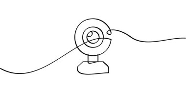 Web kamera sembolünün aralıksız çizimi. soyut çizgi çizimi