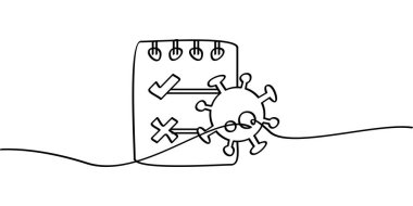 Sürekli virüs analizi sembolü çizimi. soyut çizgi çizimi