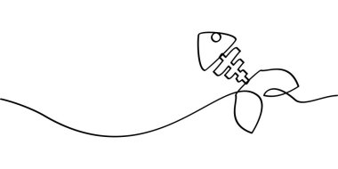 Balık kemiği sembolünün aralıksız çizimi. soyut çizgi çizimi