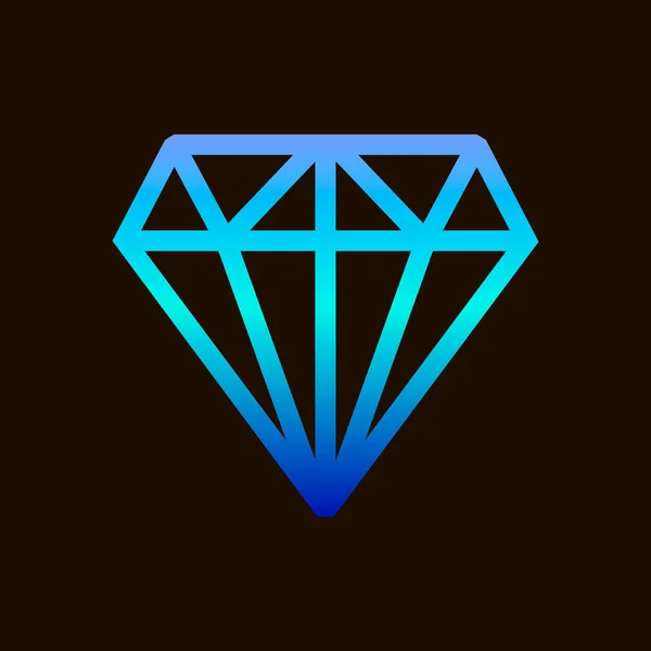 钻石的简约抽象梯度霓虹灯蓝线艺术符号 — 图库矢量图片