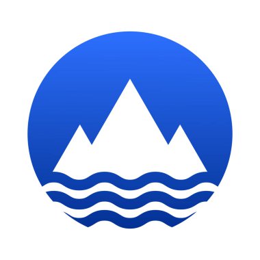 Üç dağ ve su dalgalarının minimalist geometrik işareti