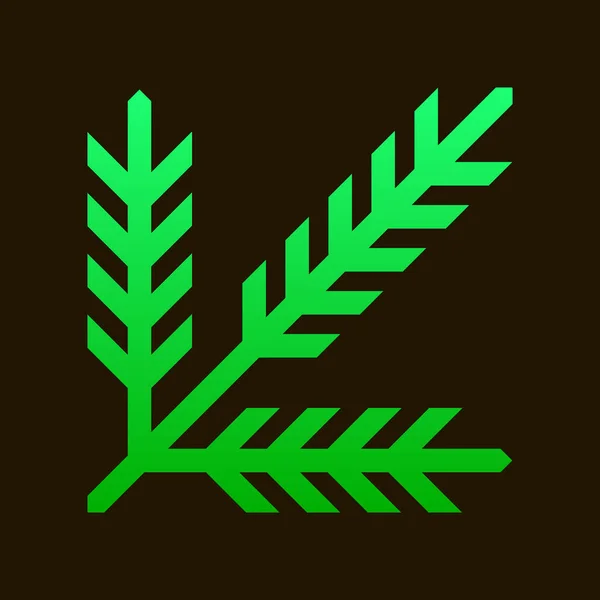 Minimalistické Abstraktní Geometrické Linie Výtvarné Zelené Znamení Větve Jehličnanového Stromu — Stockový vektor