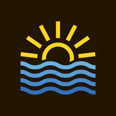 renk basit çizgi güneş ışığı işareti su dalgaları üzerinde