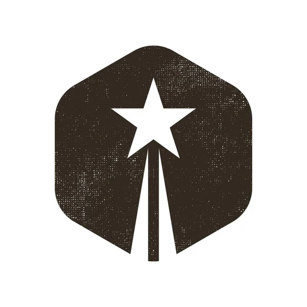 Sześciokąt Abstrakcyjny Minimalistyczny Monochromatyczny Grunge Znak Gwiazdy Startu — Wektor stockowy