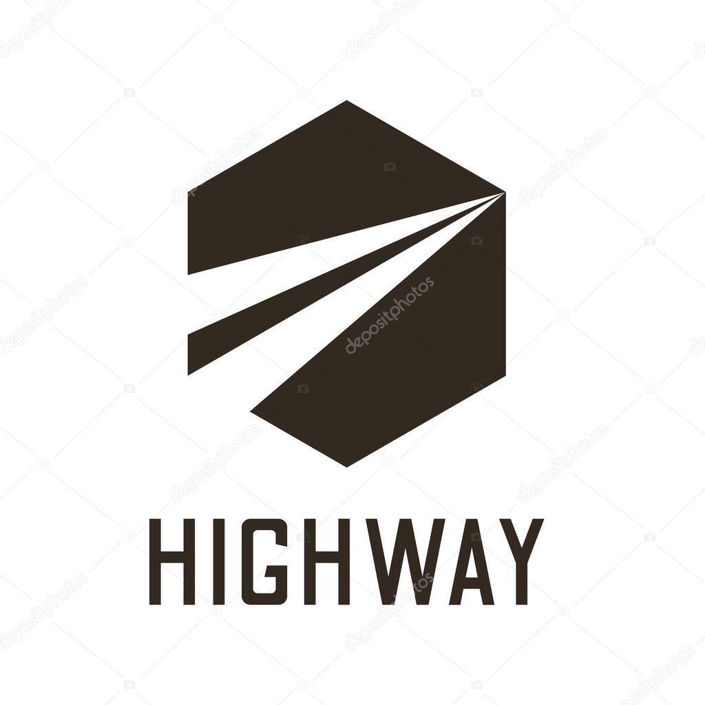 Hexagon abstract minimalistic monochrome sign of speed highway route
