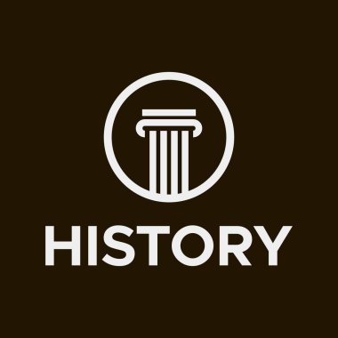 Eski sütun ve yazıt tarihinin minimalist beyaz soyut yuvarlak işareti