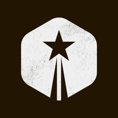 Altıgen soyut minimalist siyah ve beyaz grunge yıldız kalkış işareti