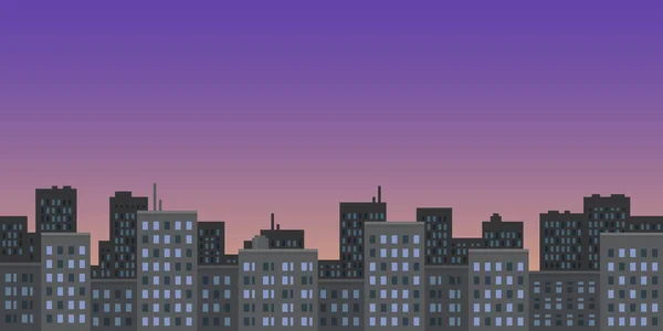 Colorful Simple Vector Pixel Art Seamless Endless Horizontal Illustration City — Stock Vector