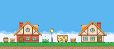 8bit renkli basit vektör pikseli sanat yatay çizim illüstrasyonuName