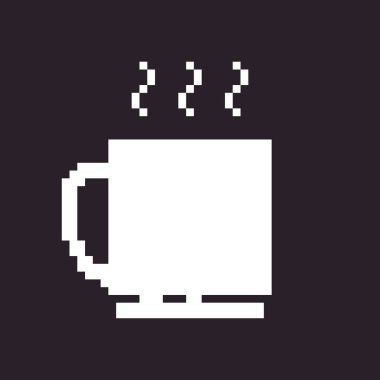 siyah ve beyaz basit düz 1bit vektör piksel resim simgesi sıcak içecek ile fincan