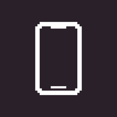 boş ekran ile akıllı telefonun siyah beyaz basit düz 1bit vektör piksel resim simgesi