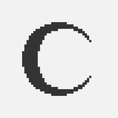 Hilal ayının siyah ve beyaz basit düz 1bit vektör pikseli sanat simgesi. yeni ay